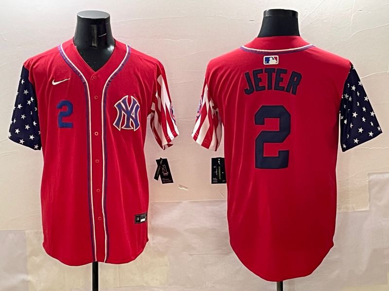 Men New York Yankees #2 Jeter Red a generation of national flags Jointly Name 2025 Nike MLB Jersey style 3->new york yankees->MLB Jersey